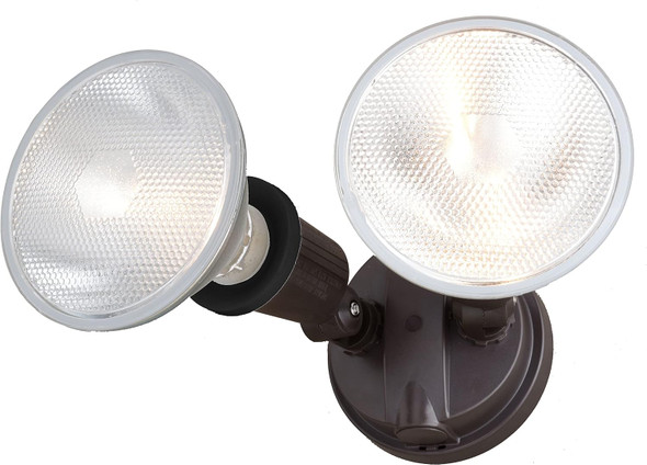 VAXCEL Adjustable 6.75 inch Light Black Outdoor Security Flood Light, 2-Light, Dual-Level Brightness, Rotating Heads, Weather Resistant, LED Bulb Compatible