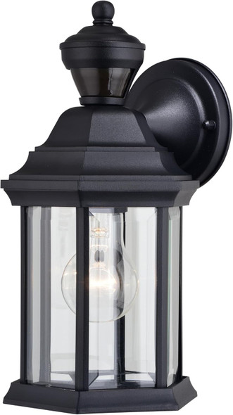 VAXCEL Auburn Aluminum 6.25-in. W 1 Light Black Motion Sensor Dusk to Dawn Outdoor Wall Lantern Clear Glass