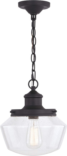 VAXCEL Collins 9.5 in. H 1-Light Matte Black Farmhouse Outdoor Wall Sconce Made of Durable Steel Clear Seeded Glass Shade LED Compatible Use for Exterior Porch Patio Front Door or Garage