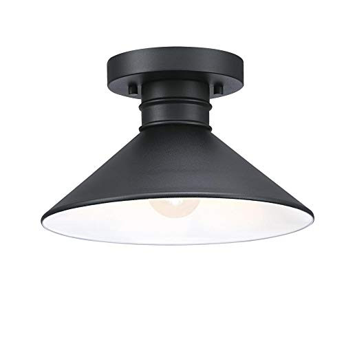 Westinghouse 6112900 Watts Creek 11 Inch Rustic/Arts & Crafts One-Light Outdoor Semi Flush Mount Ceiling Light Dark Sky Friendly Textured Black Finish