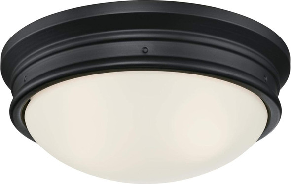 Westinghouse Lighting 6324100 Meadowbrook Two-Light Indoor Flush-Mount Ceiling Fixture Matte Black Finish with Frosted Glass