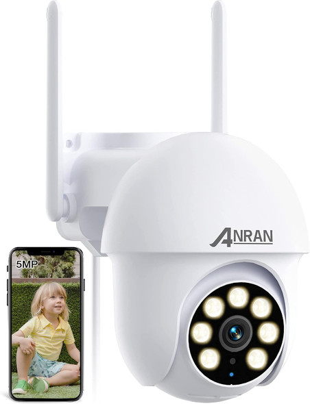 ANRAN 5MP PTZ Security Camera Outdoor with 24/7 Automatic Tracking, 2.4G WiFi Wired Security Camera Outdoor with 360°View, Color Night Vision, IP66 Waterproof, Two-Way Audio, SD & Cloud Storage, P3 ANRAN 5MP PTZ Security Camera Outdoor with 24/7 Automatic Tracking, 2.4G WiFi Wired Security Camera Outdoor with 360°View, Color Night Vision, IP66 Waterproof, Two-Way Audio, SD & Cloud Storage, P3