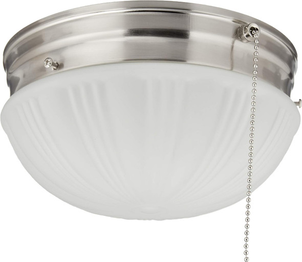 Westinghouse 6720200 Two-Light Flush-Mount Indoor Ceiling Fixture with Pull Chain Sienna Finish with Frosted Fluted Glass