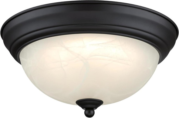 Westinghouse Lighting 6137100 Dubrow Traditional One-Light, 11 Inch 14 Watt LED Indoor Flush Mount Fixture with Color Temperature Selection, Brushed Nickel Finish, White Alabaster Glass Shade