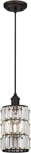 Westinghouse 6338400 Sophie One-Light Indoor Mini Pendant Oil Rubbed Bronze Finish with Crystal Prism Glass White