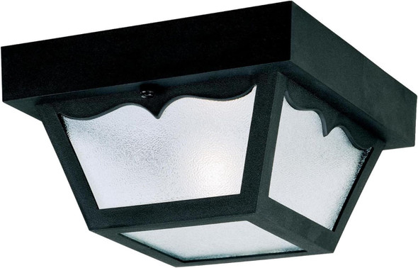 Westinghouse Lighting 6682200 Traditional One-Light Outdoor Flush-Mount Fixture Black Finish on Polypropylene Frosted Glass Panels