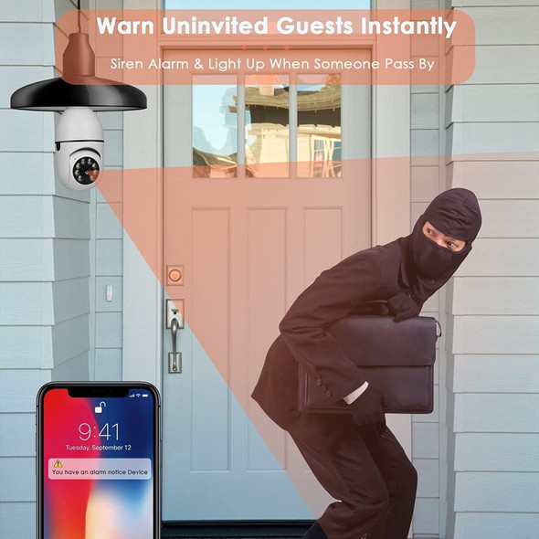 2Pcs Light Bulb Security Camera 2.4GHz & 5G WiFi Outdoor, 1080P E27 Light Socket Security Camera, Indoor 360° Home Security Cameras, Full Color Day and Night, Smart Motion Detection (2PCS, Support 5G)