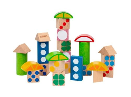 BRIO 25 Patterned Wooden Blocks - Educational Learning Toys for Toddlers Age 12 Months Up (Kids 1 Year Old)