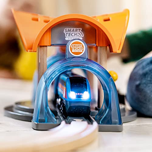 BRIO 33973 Smart Tech Sound Action Tunnel Station  Wooden Toy Train Set for Kids Age 3 and Up