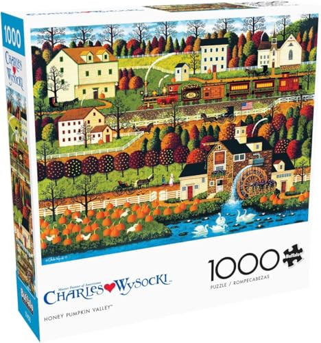 Buffalo Games “ Charles Wysocki - Honey Pumpkin Valley - 1000 Piece Fall Jigsaw Puzzle - Festive Puzzle for Adults “ Precision-Cut Pieces, Autumn Artwork and Hours of Relaxing Fun