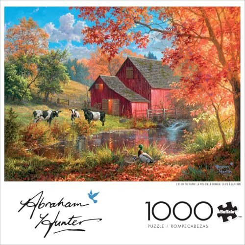 Buffalo Games - Life on The Farm - Abraham Hunter - 1000 Piece Autumn Jigsaw Puzzle ‹- Colorful Fall Puzzles for Adults “ Beautiful, Seasonal Artwork, and Hours of Relaxing Fun
