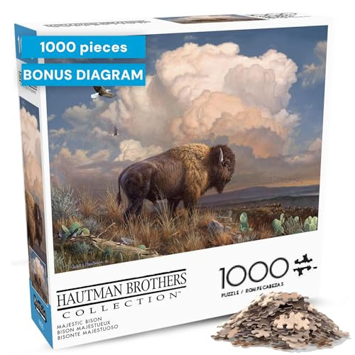 Buffalo Games “ Hautman Brothers Majestic Bison 1000 Piece Jigsaw Puzzle for Adults, Western Wildlife Landscape