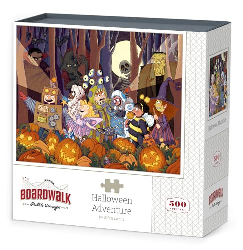 D·O·W·D·L·E Boardwalk Puzzles Halloween Adventure 500 Pieces Fall Jigsaw Puzzle Theme for Adults and Family Made in USA