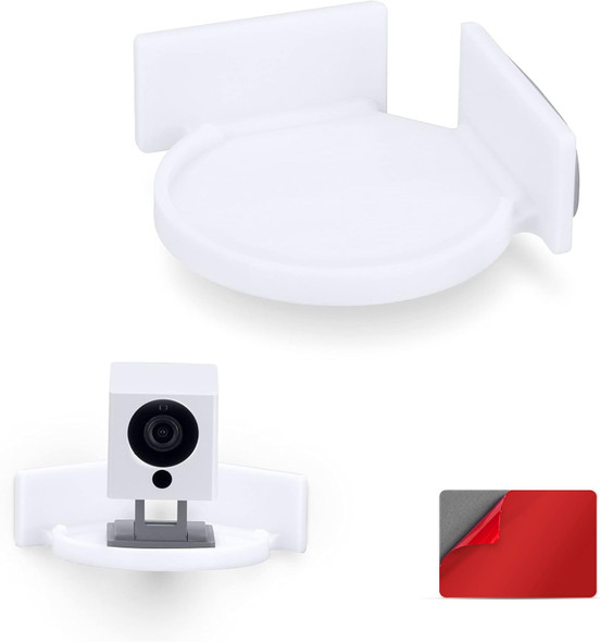 BRAINWAVZ Mini Circular Corner Shelf Mount for Security Cameras, Baby Monitors, Speakers, Plants & More, Universal Holder, Strong Adheasive, No Mess, Screwless (White) BRAINWAVZ Mini Circular Corner Shelf Mount for Security Cameras, Baby Monitors, Speakers, Plants & More, Universal Holder, Strong Adheasive, No Mess, Screwless (White)