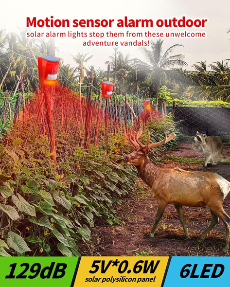 ChunHee Solar Sound & Light Alarm Outdoor Motion Sensor 129db Siren Sound Alert & 6LEDs Flash Warning Security Alarm System for Villa, Farm, Chicken Coop,Yard, Garden ChunHee Solar Sound & Light Alarm Outdoor Motion Sensor 129db Siren Sound Alert & 6LEDs Flash Warning Security Alarm System for Villa, Farm, Chicken Coop,Yard, Garden
