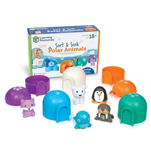 Learning Resources Sort & Seek Polar Animals - 15 Pieces, Age 18+ Months Toddler Learning Activities, Educational Toys, Educational Toy Set Color, Teaching Toys