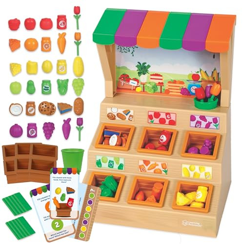 Learning Resources Mini Farmstand Sorting Set, Play Food Sets for Kids Kitchen, Grocery Store Pretend Play, Montessori Toys, Mini Food, Toddler Activities, Fine Motor Skills