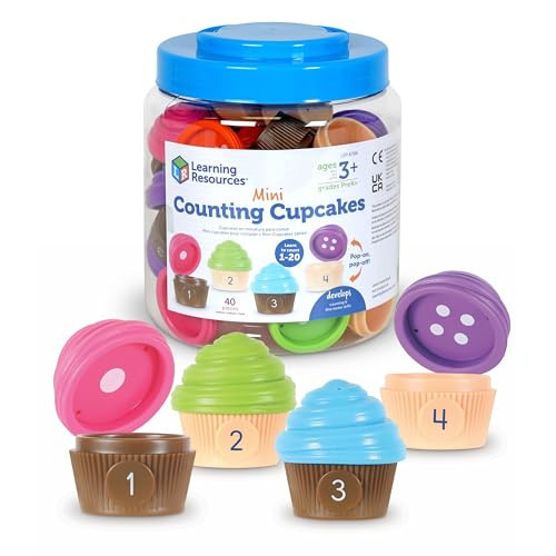 Learning Resources Mini Counting Cakes - Birthday Cake, Sensory Toys, Montessori Preschool Activities, Kitchen Play Food Sets for Kids, Fine Motor Games