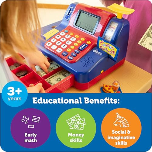 Learning Resources Pretend & Play Teaching Cash Register - Math Games, Shopping Grocery Store Playset, Fine Motor Skills, s For Boys and Girls