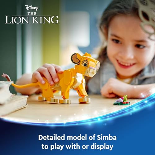 LEGO Disney Simba The Lion King Cub Building Toy - Collectible Play & Display Set - 6 Year Old Girl & Boy Birthday  - Detailed Model of Disney Simba - 43243