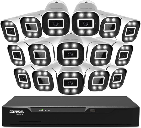 Defender Exclusive Bundle: 4K Vision AI 8MP Artificial Intelligence 4CH Wired System, 4 Cameras, 1TB DVR, 2 Year Warranty, 5 x 60ft. Cables, Human/Vehicle Detection, Color Night Vision, Mobile App Defender Exclusive Bundle: 4K Vision AI 8MP Artificial Intelligence 4CH Wired System, 4 Cameras, 1TB DVR, 2 Year Warranty, 5 x 60ft. Cables, Human/Vehicle Detection, Color Night Vision, Mobile App