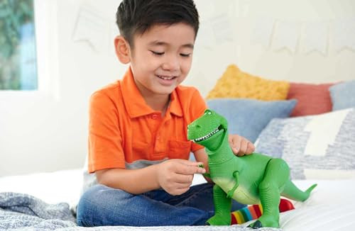 Mattel Disney and Pixar Toy Story Talking Dinosaur Action Figure with Movng Arms, Roarin™ Laughs Rex Dino Toy, 10.8-inch T Rex with 40+ Sounds & Phrases