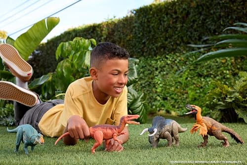 Mattel Jurassic World Rebirth Wild Roar Dinosaur Toy, Abelisaurus Posable Figure, Tail-Controlled Chomp Multi-Direction Attack & Sound, Digital Play