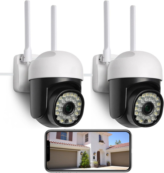 Security Camera Outdoor Wired 2 Pack,No Subscription 2.4G/5G WiFi 360° PTZ Surveillance Security Cameras Outdoor,Color Night Vision, Motion Detection & Auto Tracking, 2 Way Audio (2 Pack) Security Camera Outdoor Wired 2 Pack,No Subscription 2.4G/5G WiFi 360° PTZ Surveillance Security Cameras Outdoor,Color Night Vision, Motion Detection & Auto Tracking, 2 Way Audio (2 Pack)