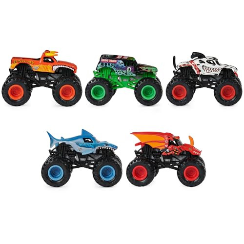 Monster Jam , Official Pit Party 5-Pack of 1:64 Scale Monster Trucks, Kids Toys for Boys and Girls Ages 3 and Up