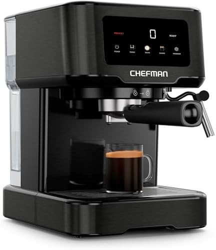 Chefman Craftbrew Espresso Machine 15-Bar Pump Digital Espresso Maker W/Steam Wand For Latte & Cappuccino Compact Espresso Coffee Machine W/ 1.5L Removable Water Reservoir - Black