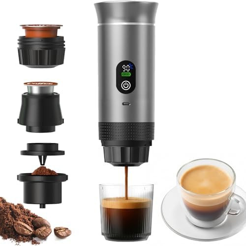 Chufa Portable 3-In-1 Espresso Coffee Maker Self-Heating & Rechargeable With Smart Display ” Works With Ground Coffee Small & Large Capsules Travel & Camping Mini Machine 20-Bar Extraction 80 Ml Cup