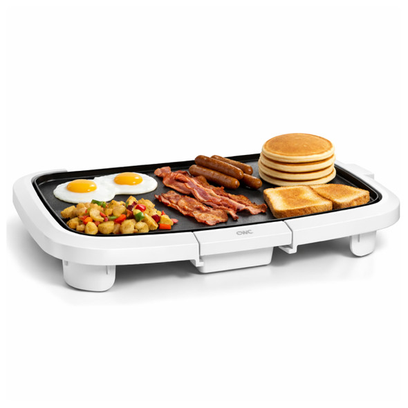 Cook With Color Electric Griddle 1200W Nonstick Surface For Pancakes Burgers Eggs & More Removable Temperature Control Slide-Out Drip Tray 10" X 16" Cooking Area Black