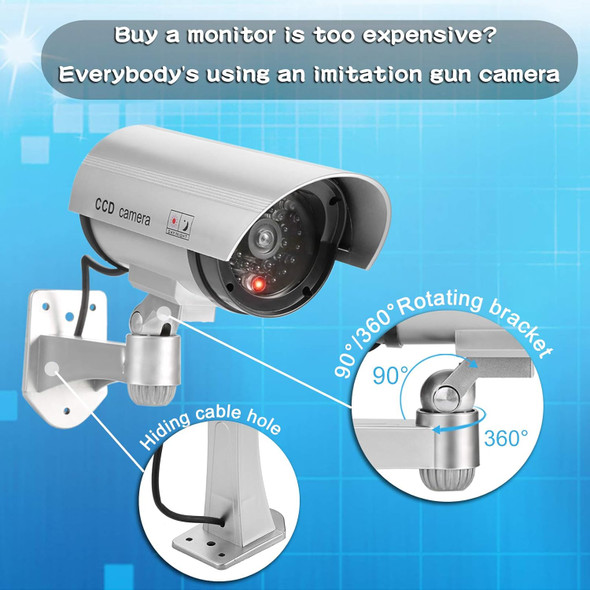 FITNATE Fake Camera, Dummy Camera CCTV Surveillance System with LED Red Flashing Light with 4 Safety Warning Stickers, Fake Security Camera for Outdoor & Indoor Use (4 Packs, Silver)
