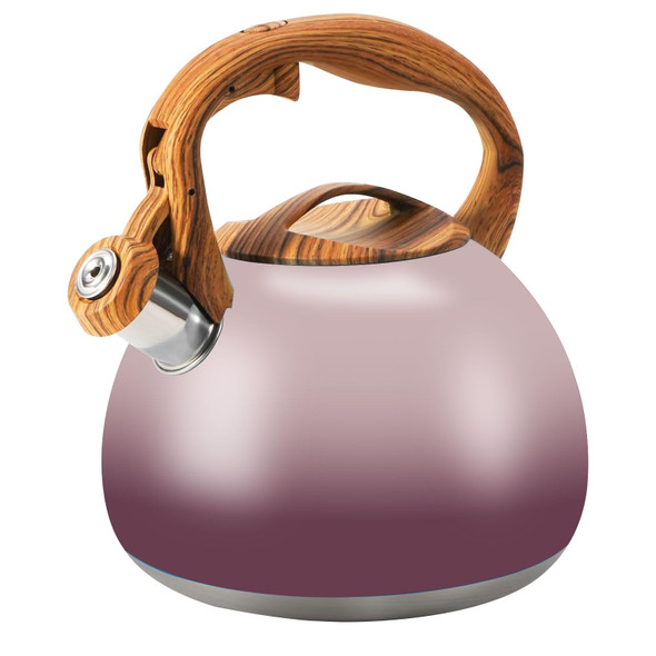 Foedo Tea Kettle Stovetop 3.2 Qt Stainless Steel Whistling Kettle For Stove Top Food Grade Teapot With Wood Pattern Handle For Coffee Milk Etc Gas Electric Applicable (Black)