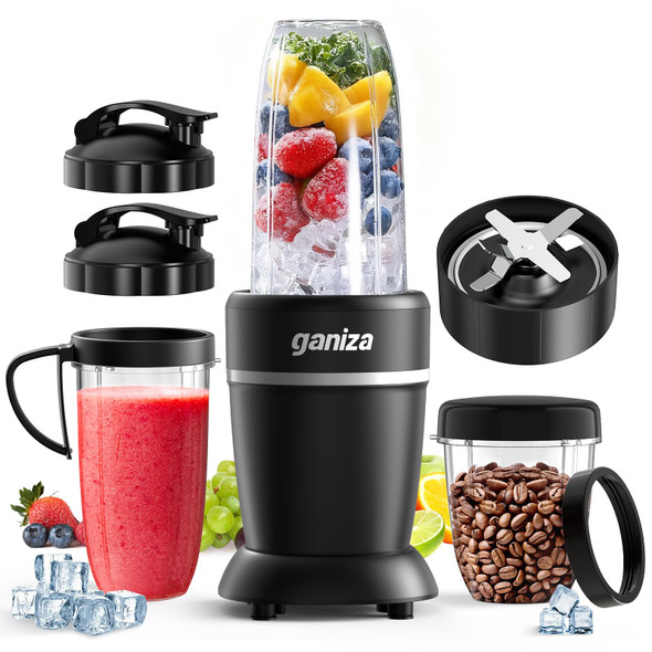 Ganiza Blender For Smoothies 14 Pcs Smoothie Blender For Kitchen Max 1300W Portable Blenders For Shakes Ice Crushing Grinding & More With 2 X 37 Oz 23 Oz Cups Perfect For Home & On - The - Go
