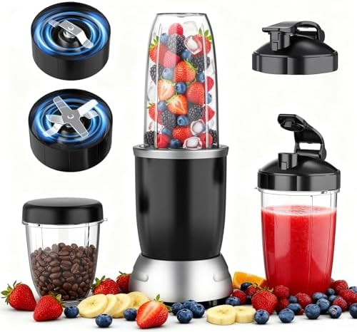 H-Duka Countertop Blenders For Kitchen 25000Rpm Personal Blender For Shakes And Smoothies With 37Oz 32Oz 23Oz Portable Cups Smoothie Blender For Ice Crushing Frozen Drinks Milkshake Juice Nuts