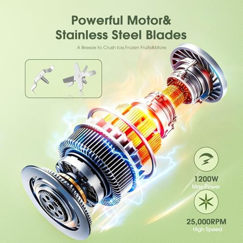 H-Duka Countertop Blenders For Kitchen 25000Rpm Personal Blender For Shakes And Smoothies With 37Oz 32Oz 23Oz Portable Cups Smoothie Blender For Ice Crushing Frozen Drinks Milkshake Juice Nuts