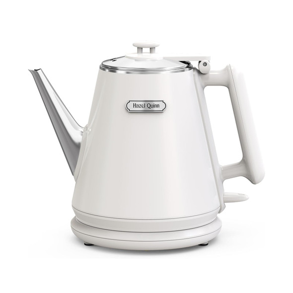 Hazel Quinn Retro X Eduardo Recife Collaboration Electric Kettle- 1 Litres / 34 Ounces Retro Small Tea Kettle Double Wall 304 Stainless Steel 800W Fast Boiling Cordless Bpa- Auto Shut-Off
