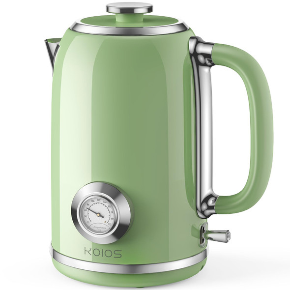Koios Electric Kettle 1.8L With Temperature Gauge 1500W Fast Boiling Electric Tea Kettle 100% Stainless Steel Retro-Style Hot Water Kettle Electric - Glowing Led Light Auto Shut-Off & Boil-Dry Protection
