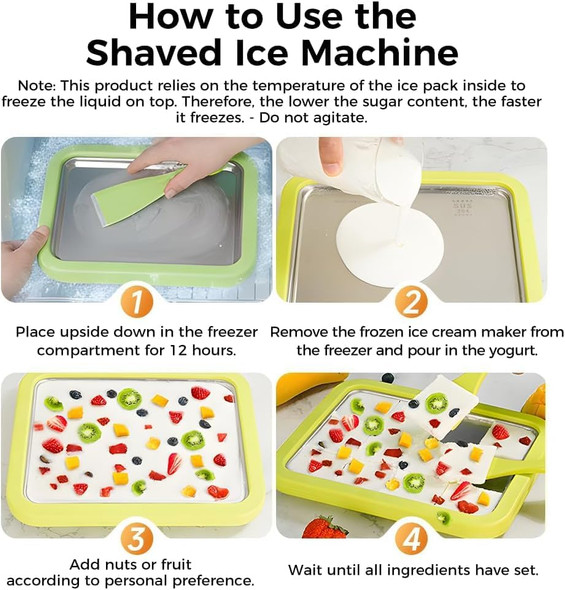 Lumzist Rolled Ice Cream Maker Machine - Perfect For Home & Parties Useï¼Œdiy Manual Rolled Ice Cream Tray - Ice Cream Machine For Delicious Hand-Rolled Desserts (White)