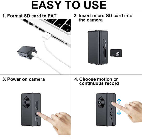 Fuvision No Wifi Mini Camera Small Security Camera Motion Detect 1080P Pet Dog Camera With 1.5 Hours Battery Little Camera Loop Record Perfect For Home And Office (No Wifi)