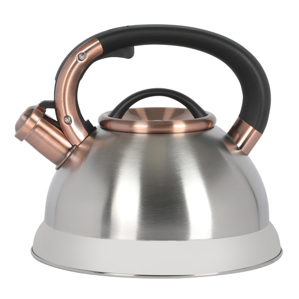 Mr. Coffee Flintshire 2.2 Quart Large Whistling Stainless Steel Tea Kettle - Brush Stainless Steel W/Copper