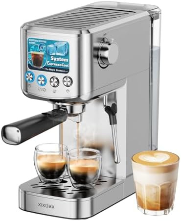 Xixubx Espresso Machine 20 Bar With Milk Frother Stainless Steel Coffee Maker With 42 Oz Removable Water Tank For Cappuccino Latte&Cold Brew Home&Office Silver