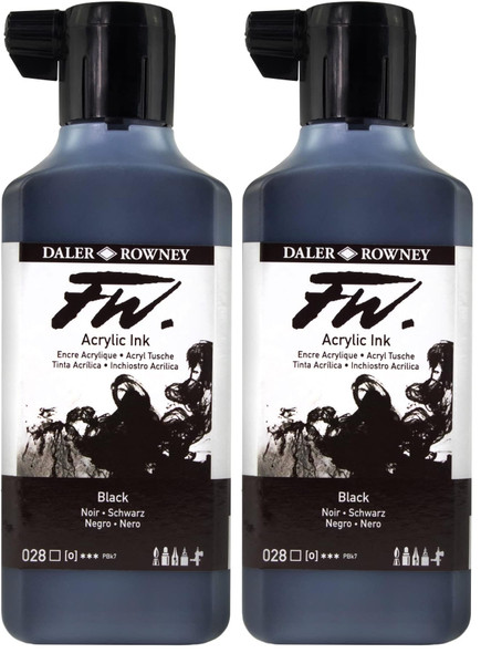 Daler-Rowney Fw Acrylic Ink Bottle Black - Versatile Acrylic Drawing Ink For Artists And Students - Permanent Calligraphy Ink - Archival Ink For Illustrating And More
