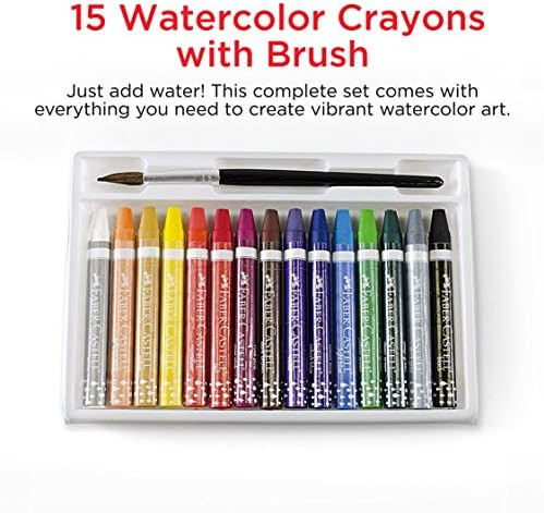 Faber-Castell Watercolor Crayons With Brush, 15 Colors - Watercolors For Kids