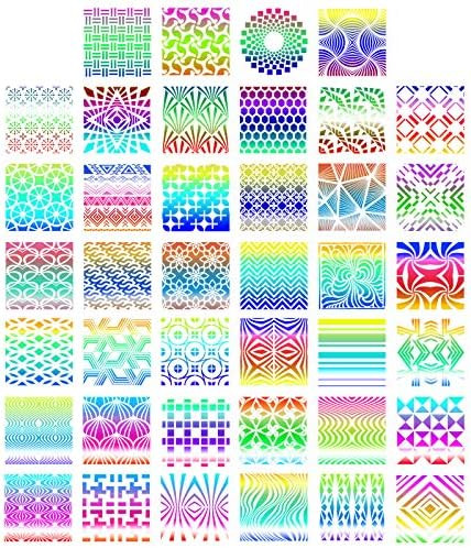 Outus 40 Pieces Geometric Stencils Painting Templates For Scrapbooking Cookie Tile Furniture Wall Floor Decor Craft Drawing Tracing Diy Art Supplies, 5.1 X 5.1Inch