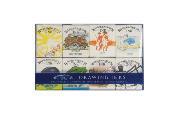Winsor & ton Collection Drawing Ink Set, Set Of 4, Black, White, Metallic Tones