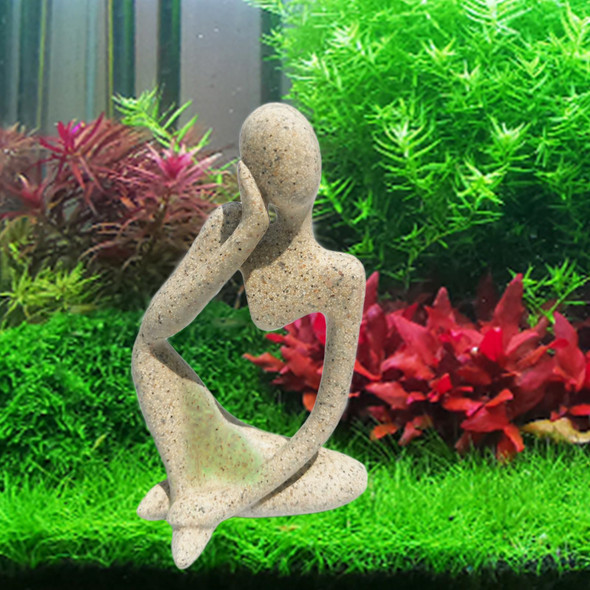 Anranmm Sandstone Meditating Statue Fish Tank Decorations Betta Fish Aquarium Ornaments Small Thinker Statue Decorative Accessories For Underwater Landscaping Home Garden Dãƒâ©Cor