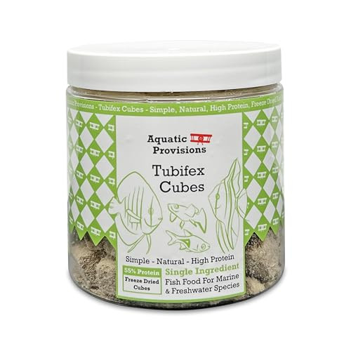 Aquatic Provisions Ze Dried Tubifex Cubes 1 Oz, Fish Food For Freshwater And Marine Aquarium Fish