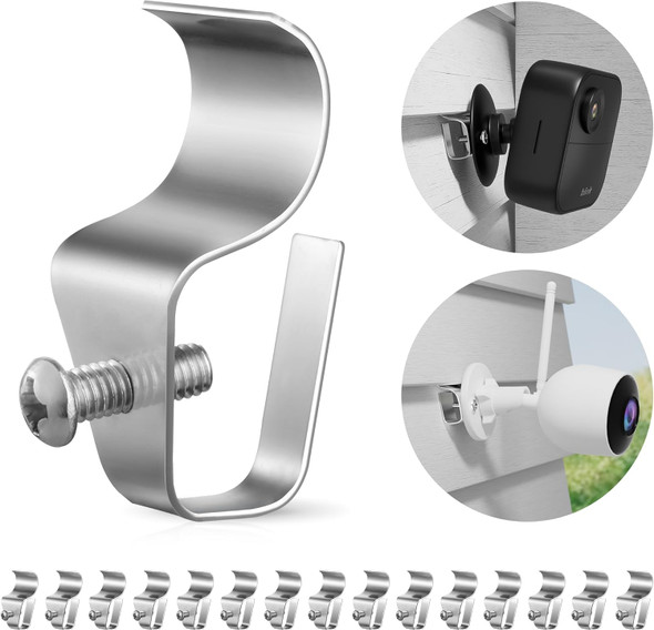 (15 Pack) Vinyl Siding Clips Hooks No-Hole Needed Siding Screws Hanger for Outdoor Siding Mounted Home Security Camera